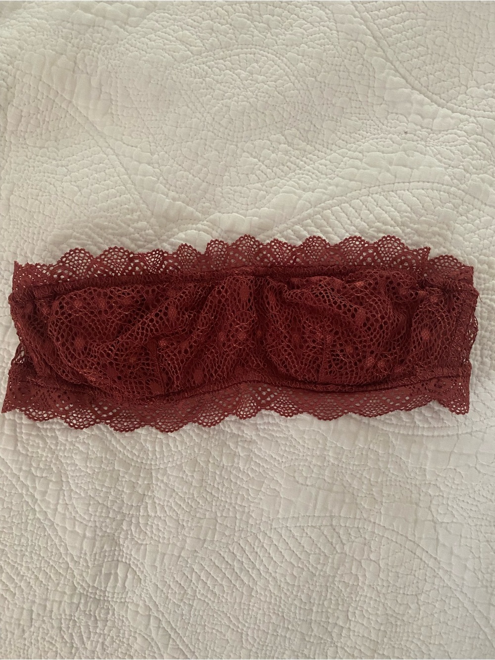 Out From Under by Urban Outfitters Bandeau Dark Red Lace Small